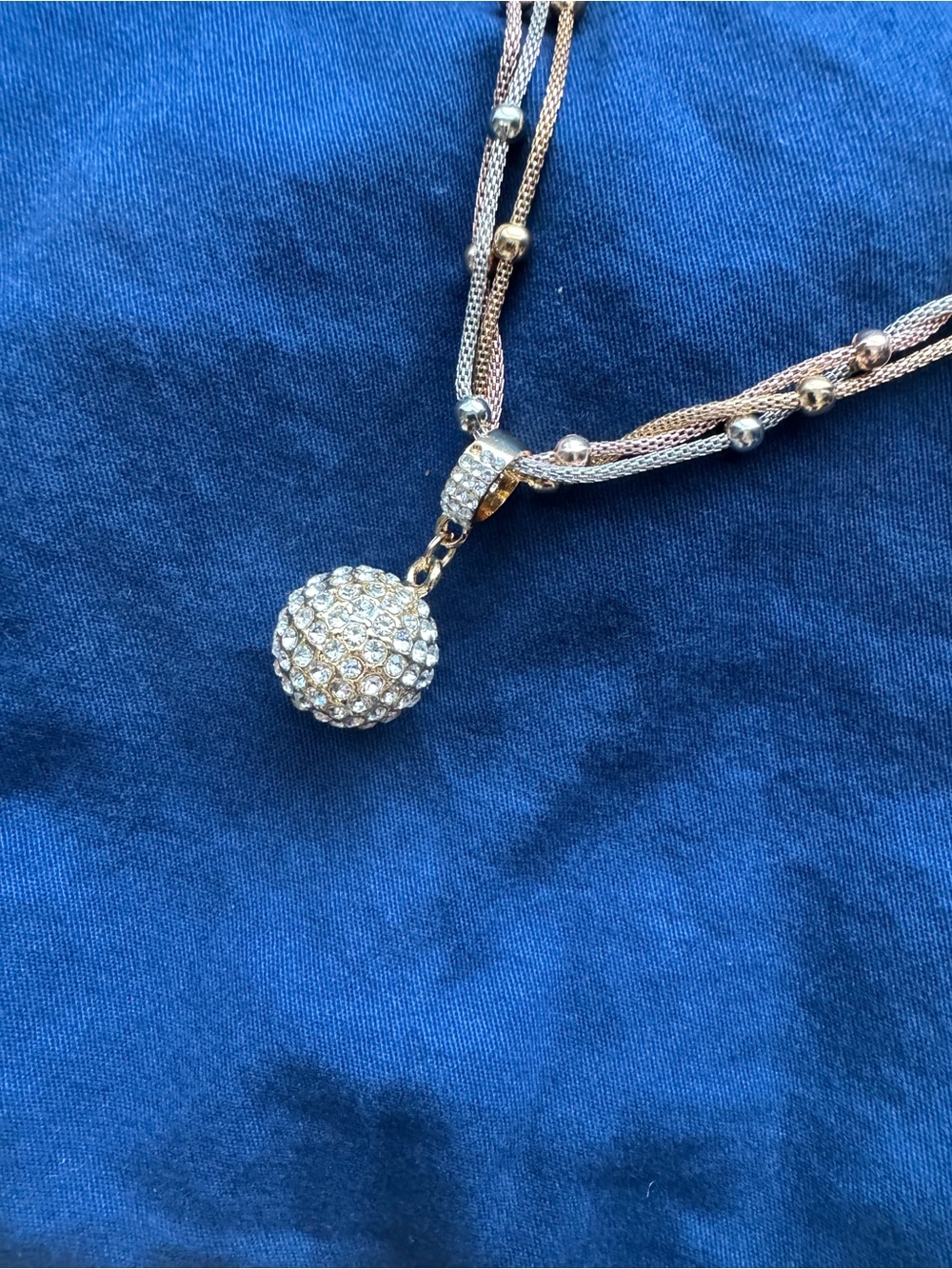 Pandora Tri-Color Layered Necklace with Pave Ball Pendant - Picture 4 of 16